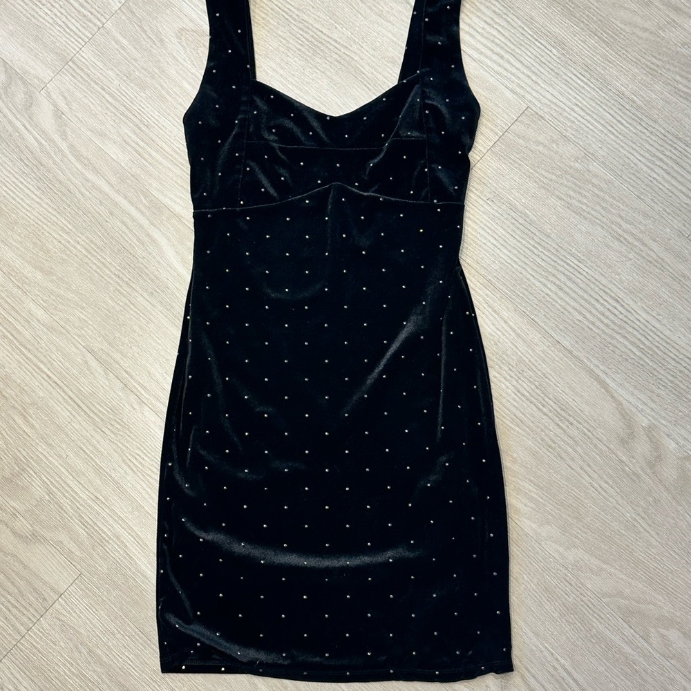 Forever 21 Black Velvet Mini Dress with Stud Accents